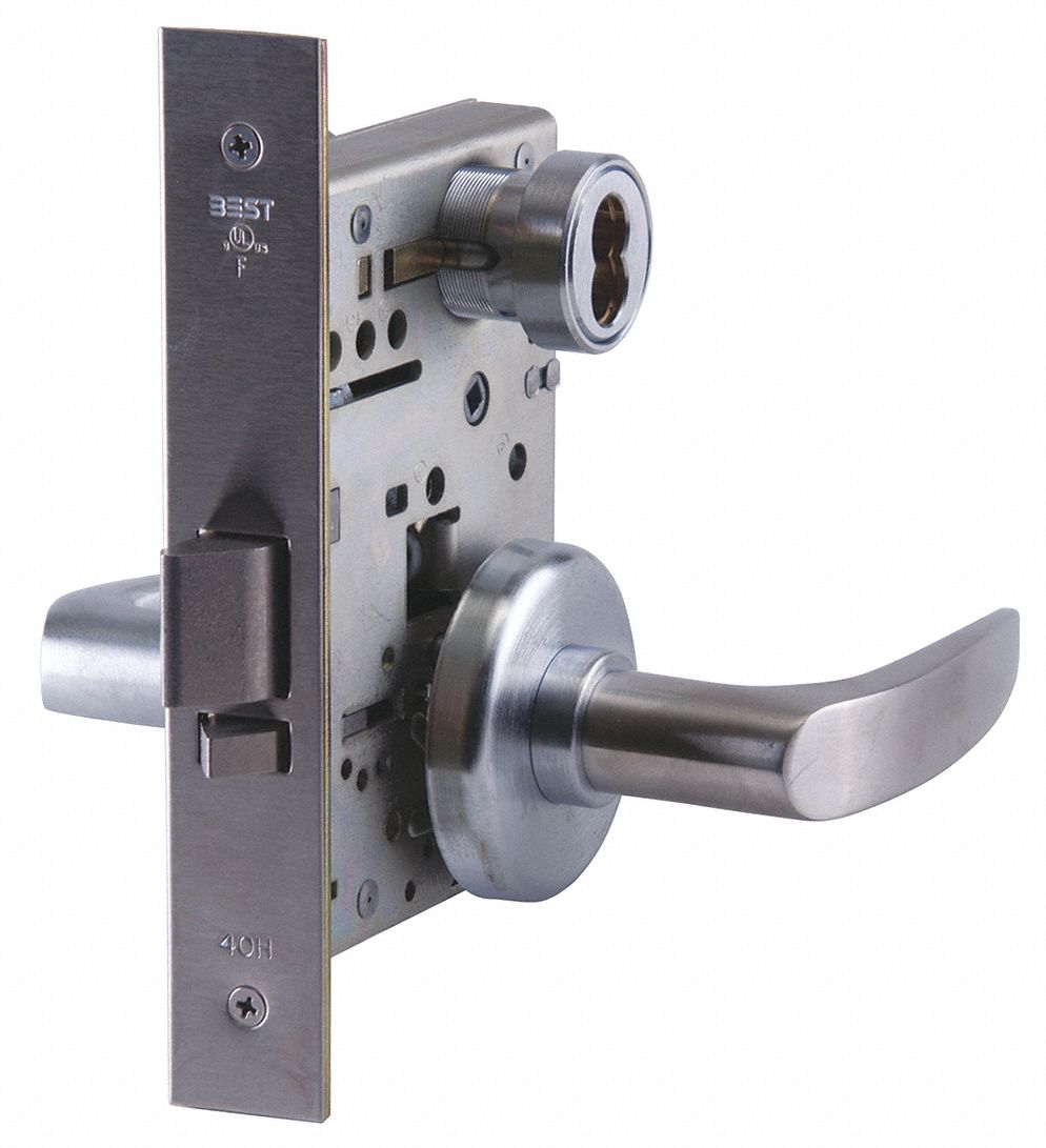 Door Lockset: Classroom Security Lever Locksets, Chrome, ADA Compliant, Interchangeable Core