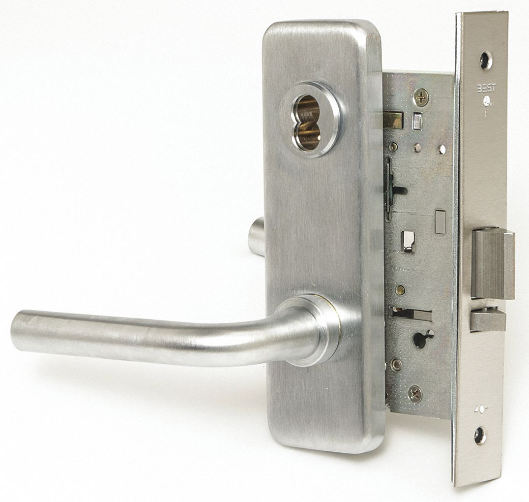 Door Lockset: Classroom Lever Locksets, Chrome, ADA Compliant, Interchangeable Core