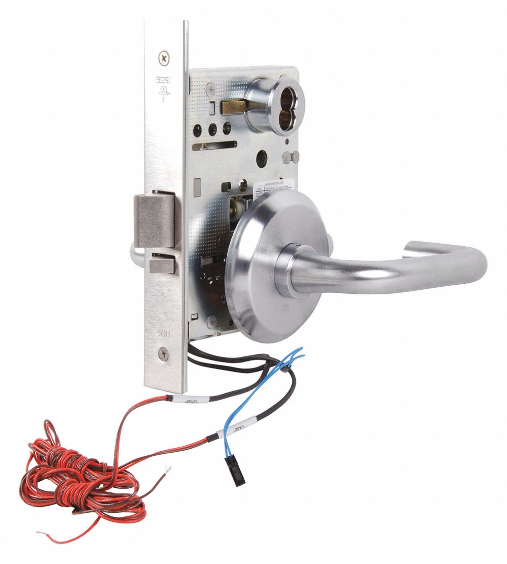Door Lockset: Storeroom Lever Locksets, Chrome, ADA Compliant, Interchangeable Core