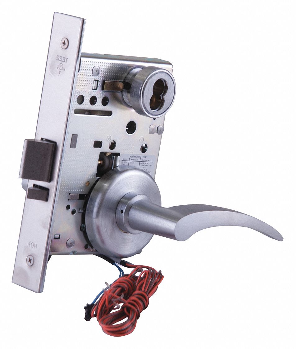Door Lockset: Storeroom Lever Locksets, Chrome, ADA Compliant, Interchangeable Core