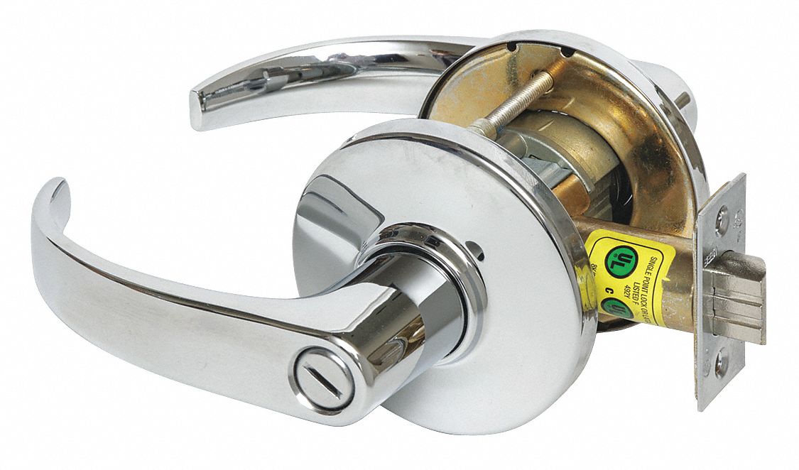 Door Lockset: Privacy Lever Locksets, Chrome, ADA Compliant, LFIC