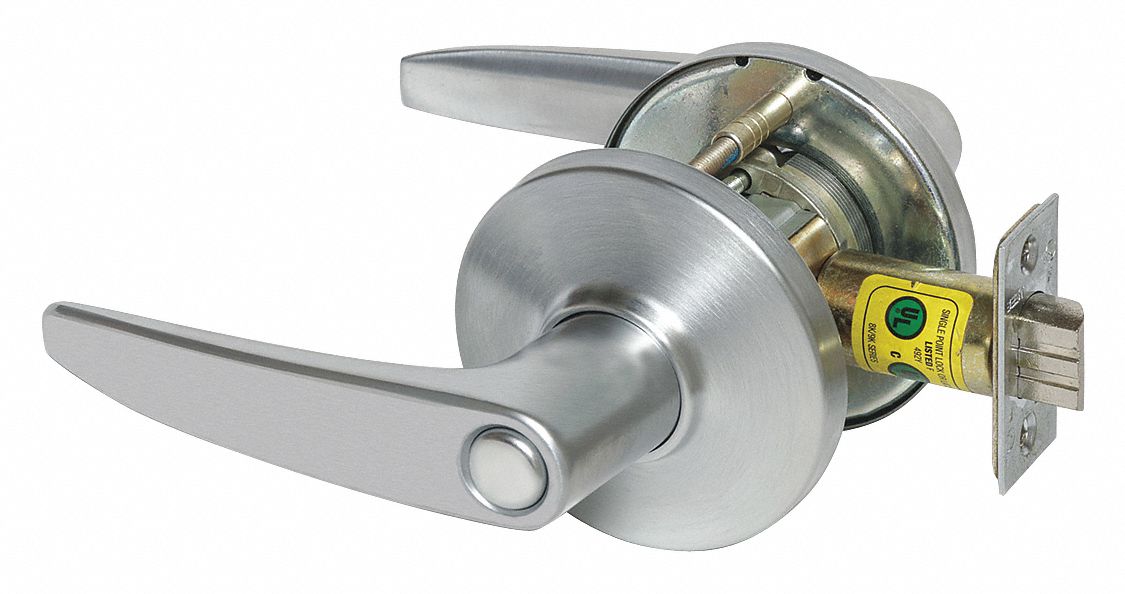 Door Lockset: Privacy Lever Locksets, Chrome, ADA Compliant, LFIC