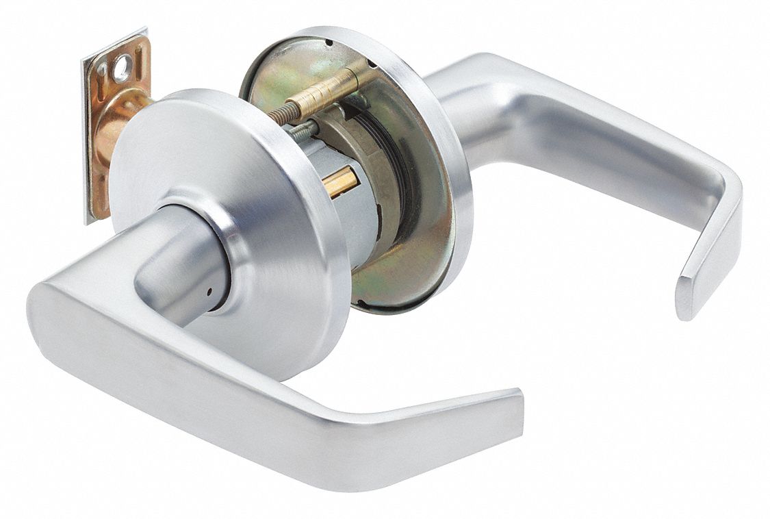Door Lockset: Privacy Lever Locksets, Chrome, ADA Compliant