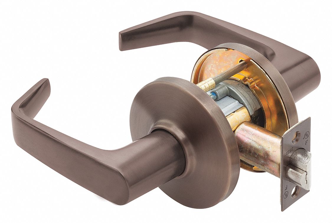 Door Lockset: Passage Lever Locksets, Bronze, ADA Compliant, LFIC