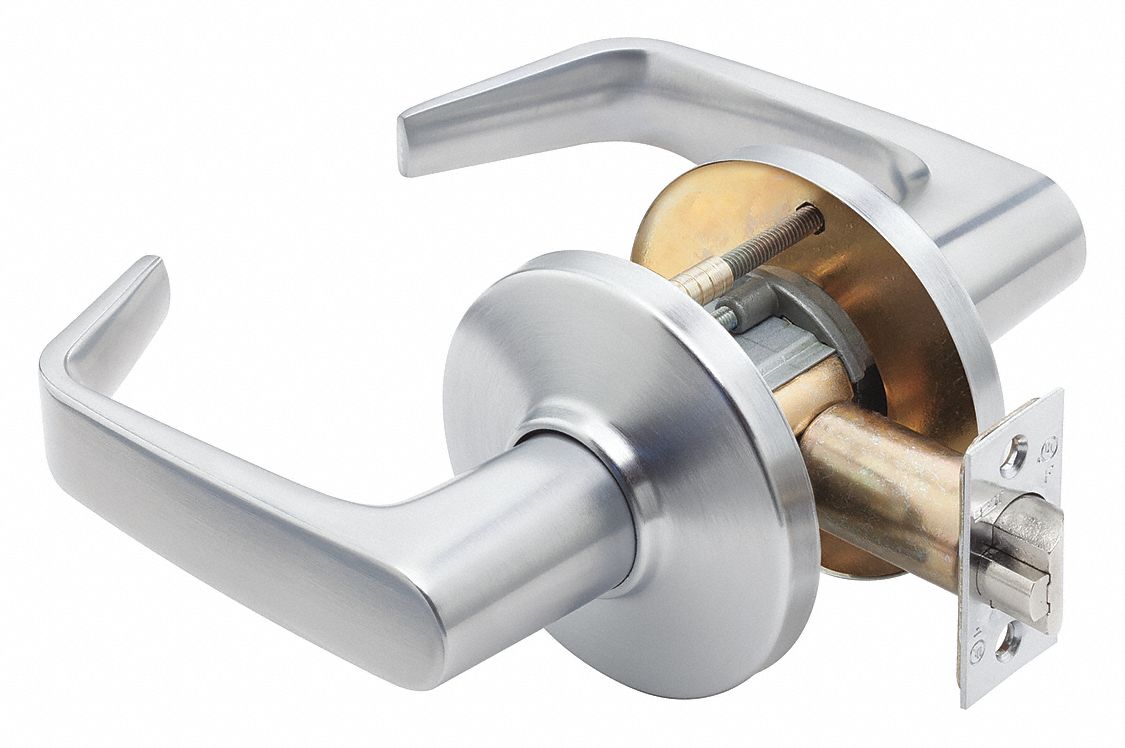 Door Lockset: Passage Lever Locksets, Chrome, ADA Compliant, LFIC