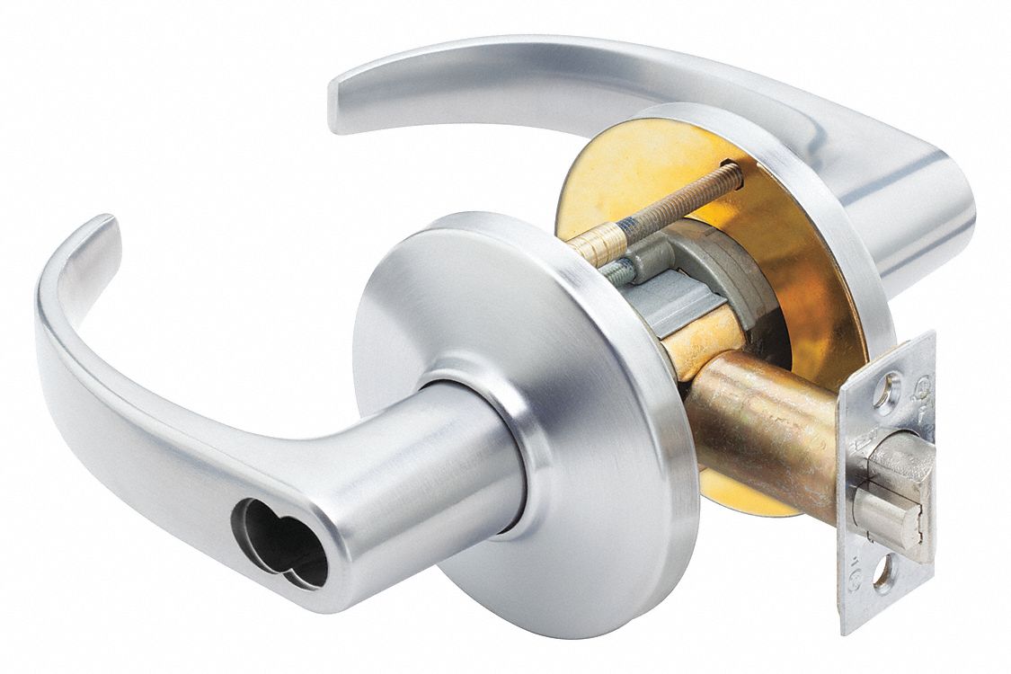 Door Lockset: Classroom Security Lever Locksets, Chrome, ADA Compliant