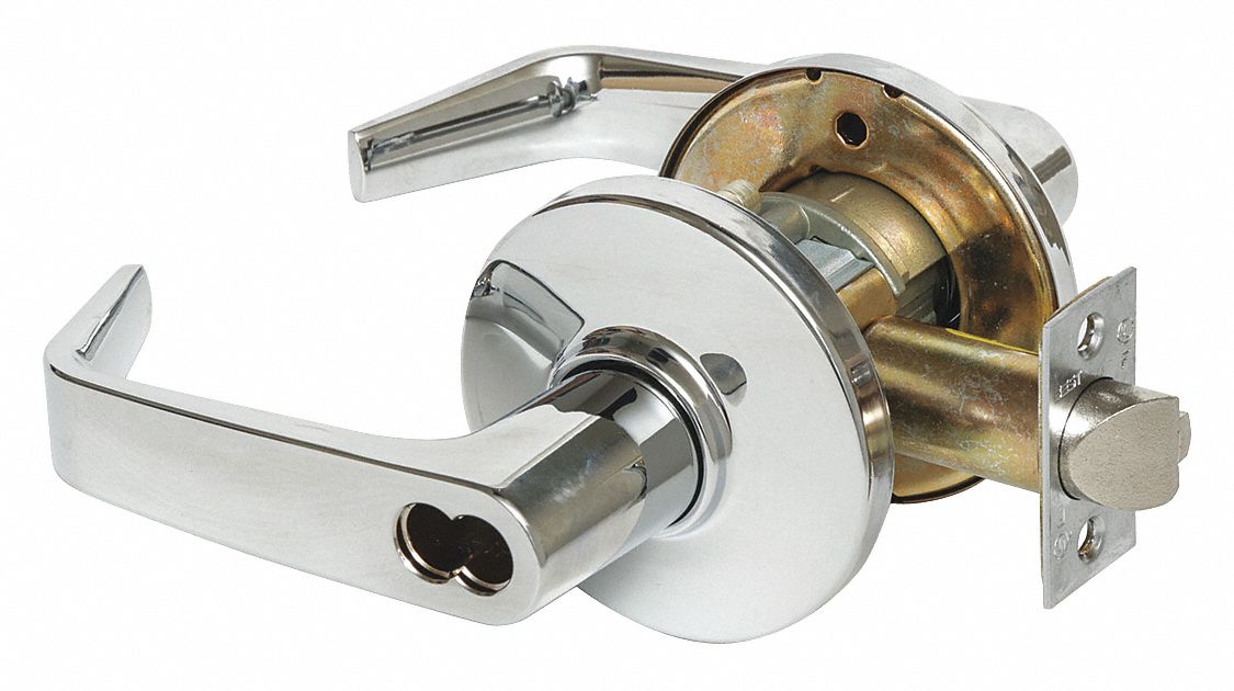 Door Lockset: Office Lever Locksets, Chrome, ADA Compliant, LFIC
