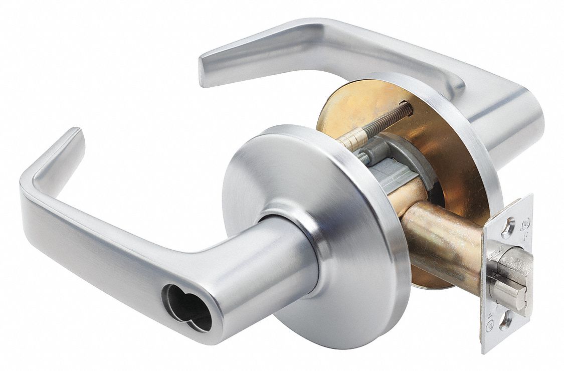 Door Lockset: Classroom Lever Locksets, Chrome, ADA Compliant