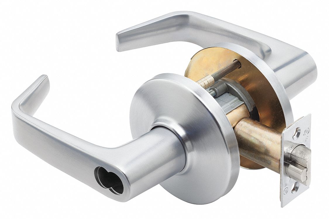 Door Lockset: Storeroom Lever Locksets, Chrome, ADA Compliant, LFIC