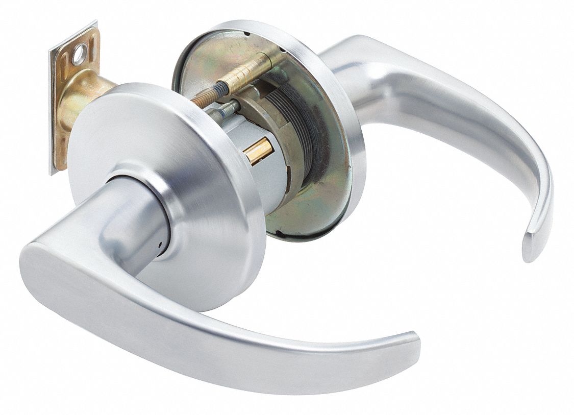 Door Lockset: Passage Lever Locksets, Chrome, ADA Compliant, LFIC