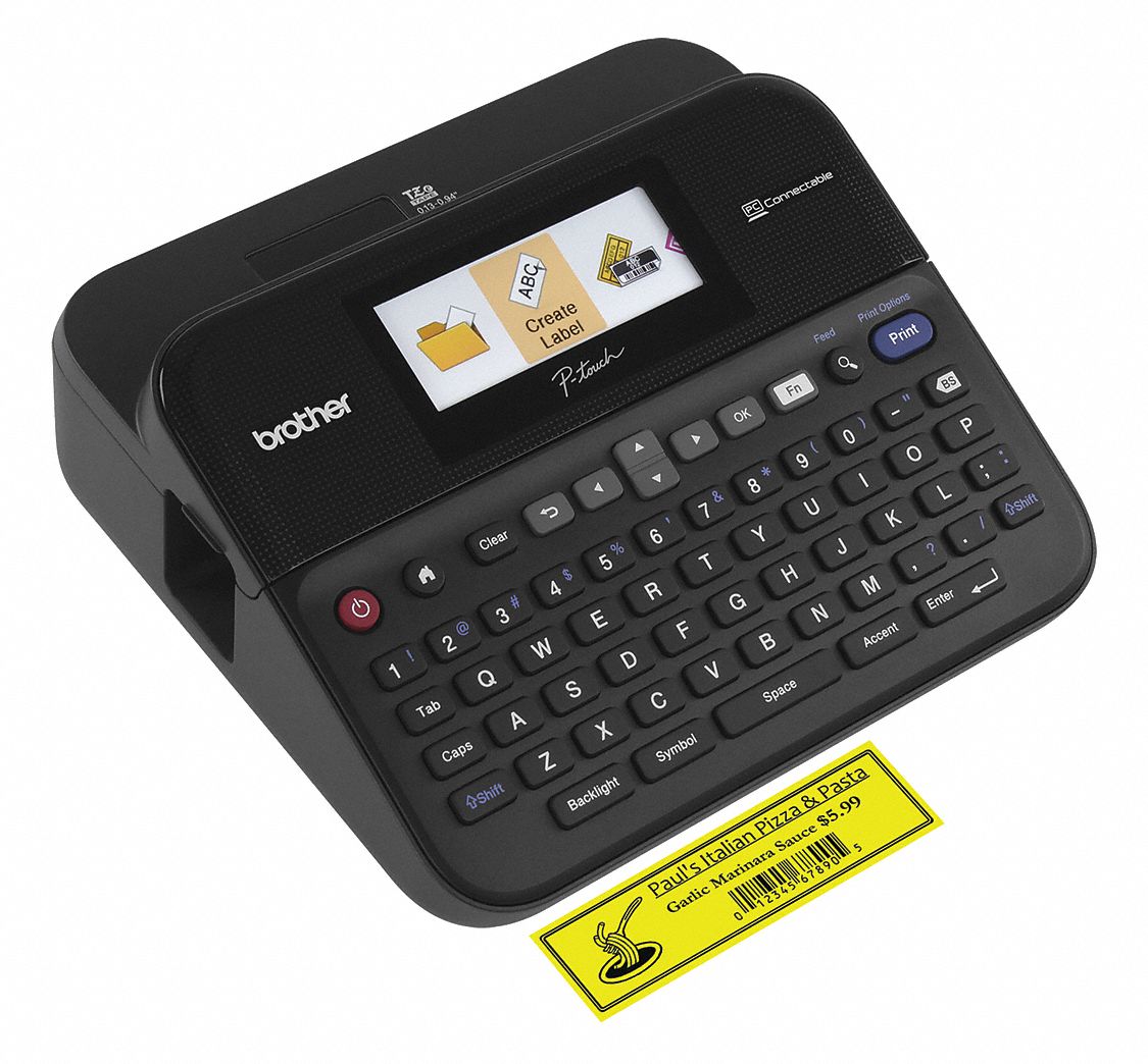 BROTHER Label Maker, Black, Color Backlit LCD - 40KJ26|PT D600 - Grainger