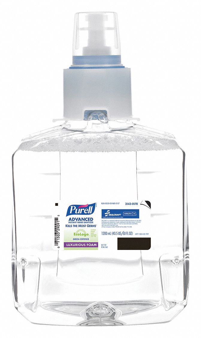 ABILITY ONE, Skilcraft Series, Foam, Hand Sanitizer - 40KJ64