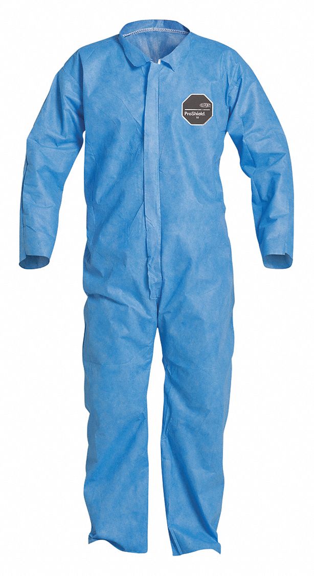 Coveralls: 2XL, SMS, Open Wrist, Open Ankle, Blue, Serged Seam, 25 PK