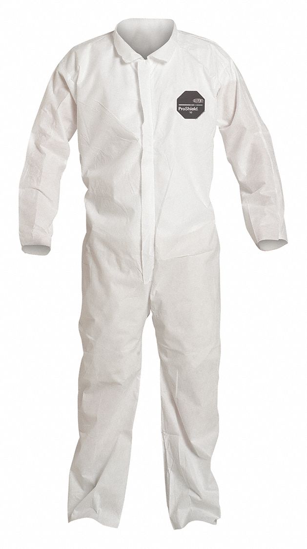 Coveralls: 2XL, SMS, Open Wrist, Open Ankle, White, Serged Seam, 25 PK