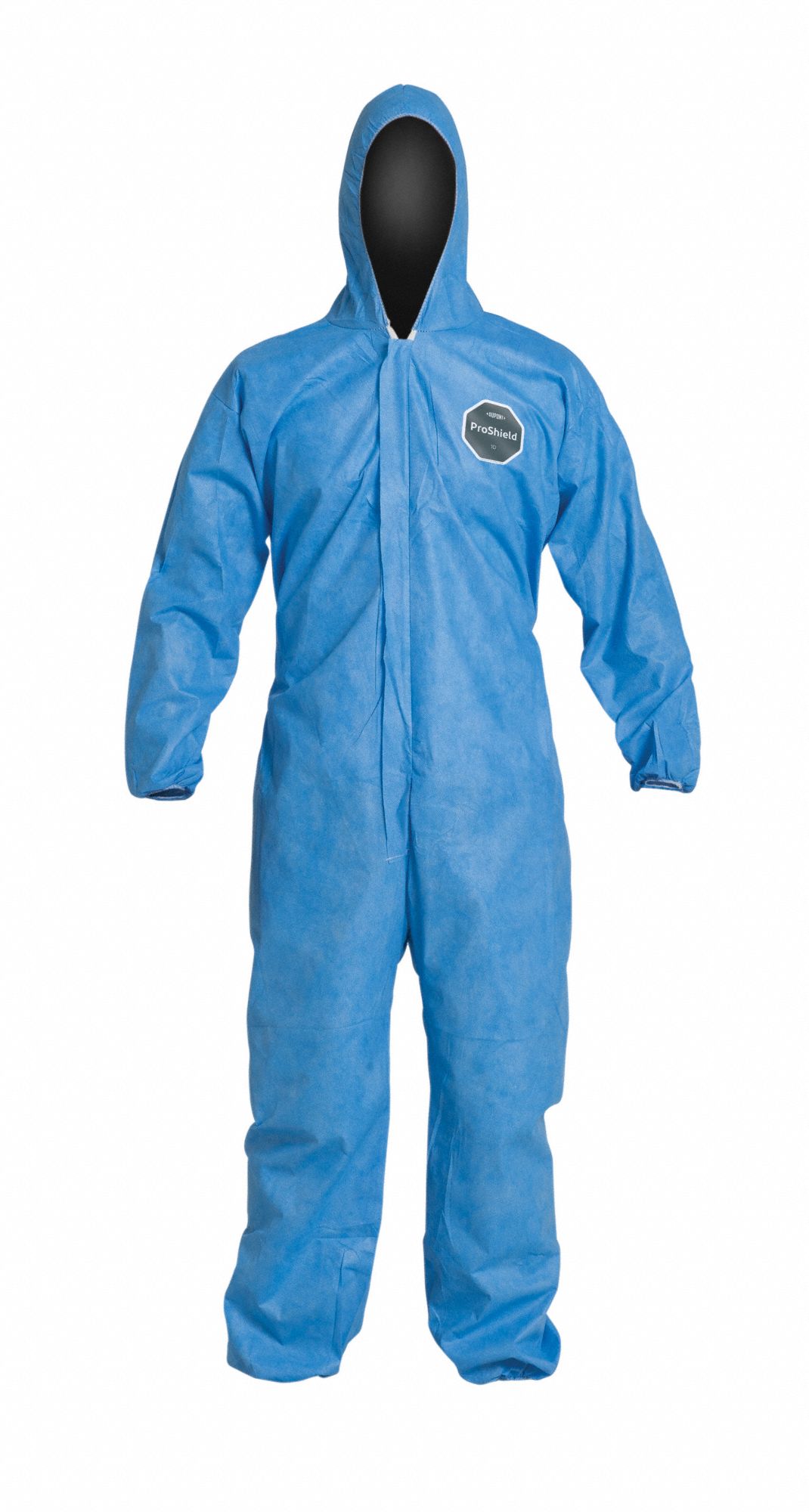 HOODED DISPOSABLE COVERALLS, PE, ELASTIC CUFFS/ANKLES, SERGED SEAM, BL, L, 25 PK
