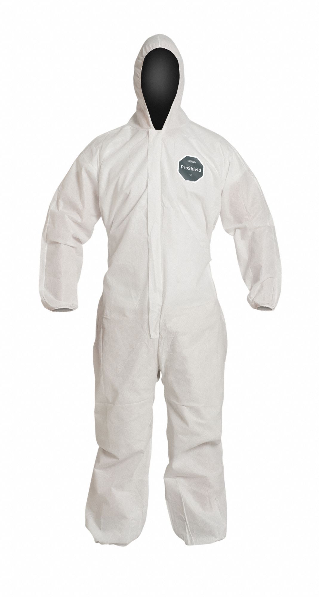 HOODED DISPOSABLE COVERALLS, PE, ELASTIC CUFFS/ANKLES, SERGED SEAM, WHITE, 4XL, 25 PK