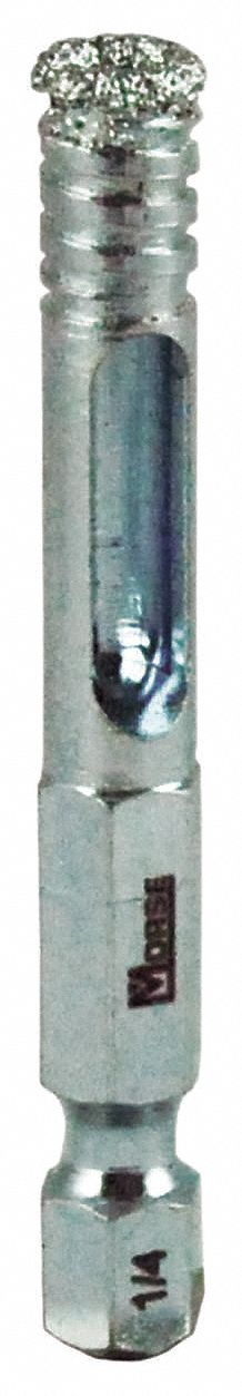 Hole Saw: 1/4 in Saw Dia., 1/2 in Max. Cutting Dp, Diamond Grit