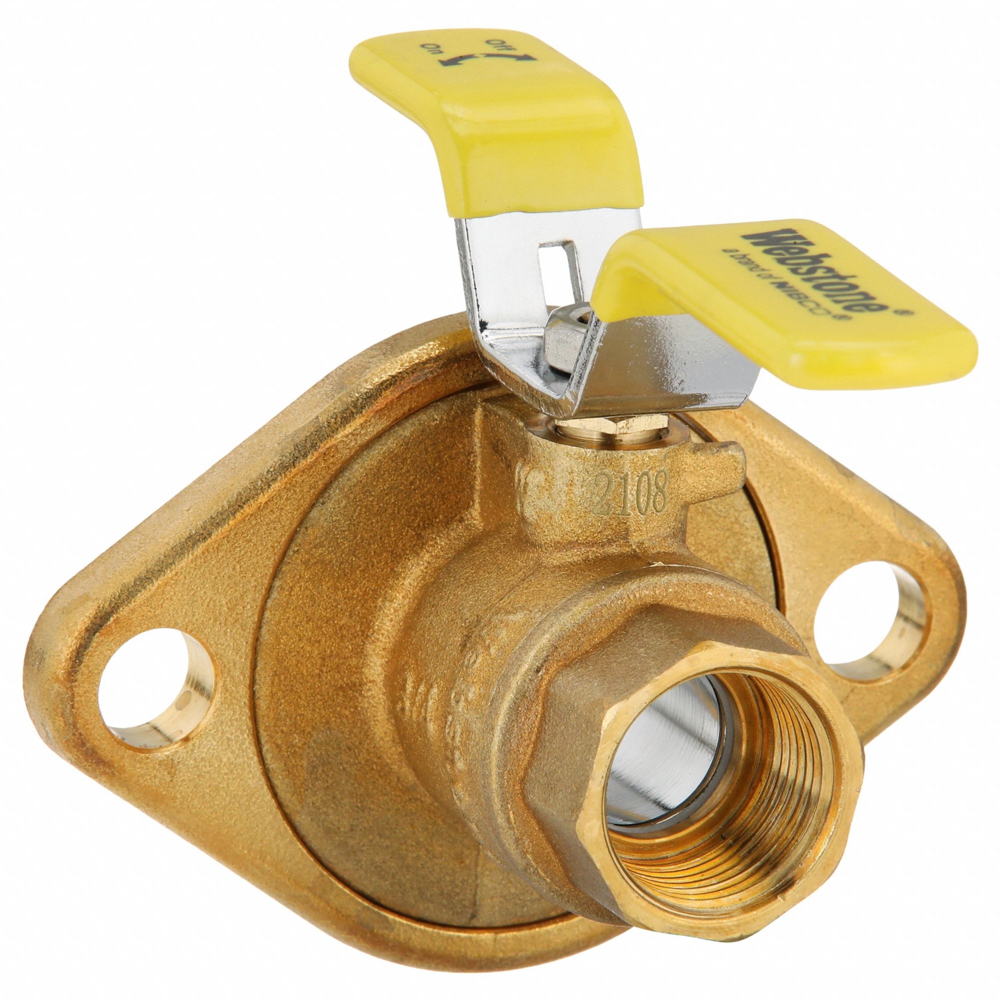 Manual Two-Way Ball Valve: 1 in, Brass, Straight, FIP x Flange, 600 psi Max. Pressure (CWP)