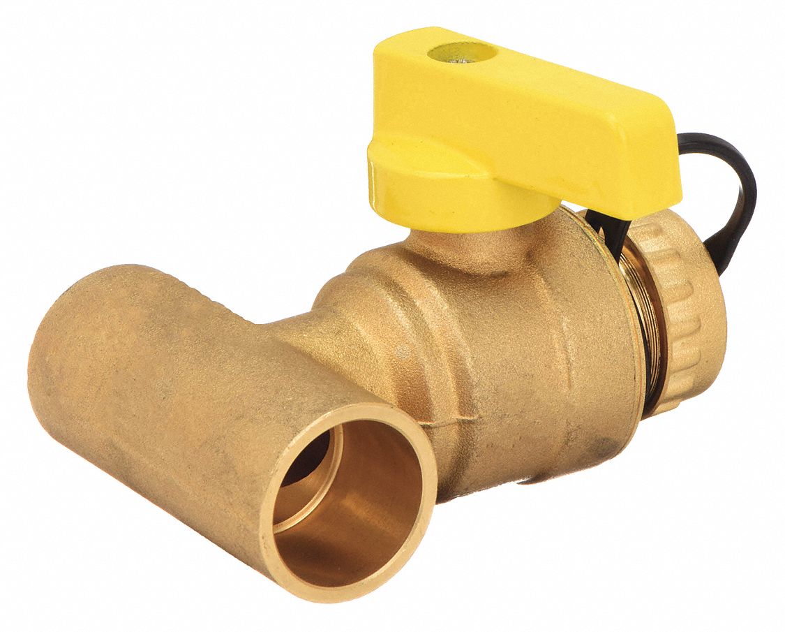 BOILER DRAIN VALVE: ½ IN, BRASS, 600 PSI MAX. OP PRESSURE, FULL BALL PORT, LEVER