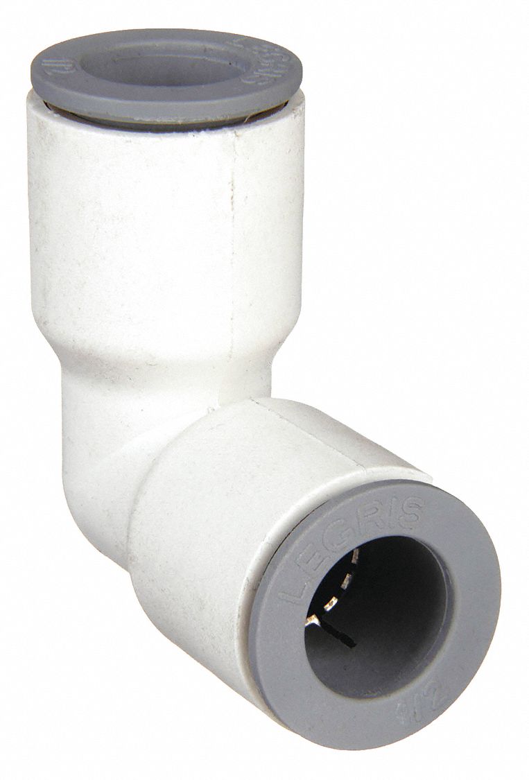 Push-Fit Elbow Fitting: Elbow, 1/2 in OD 1/2 in OD Size, Bio-Based Nylon, 5 PK