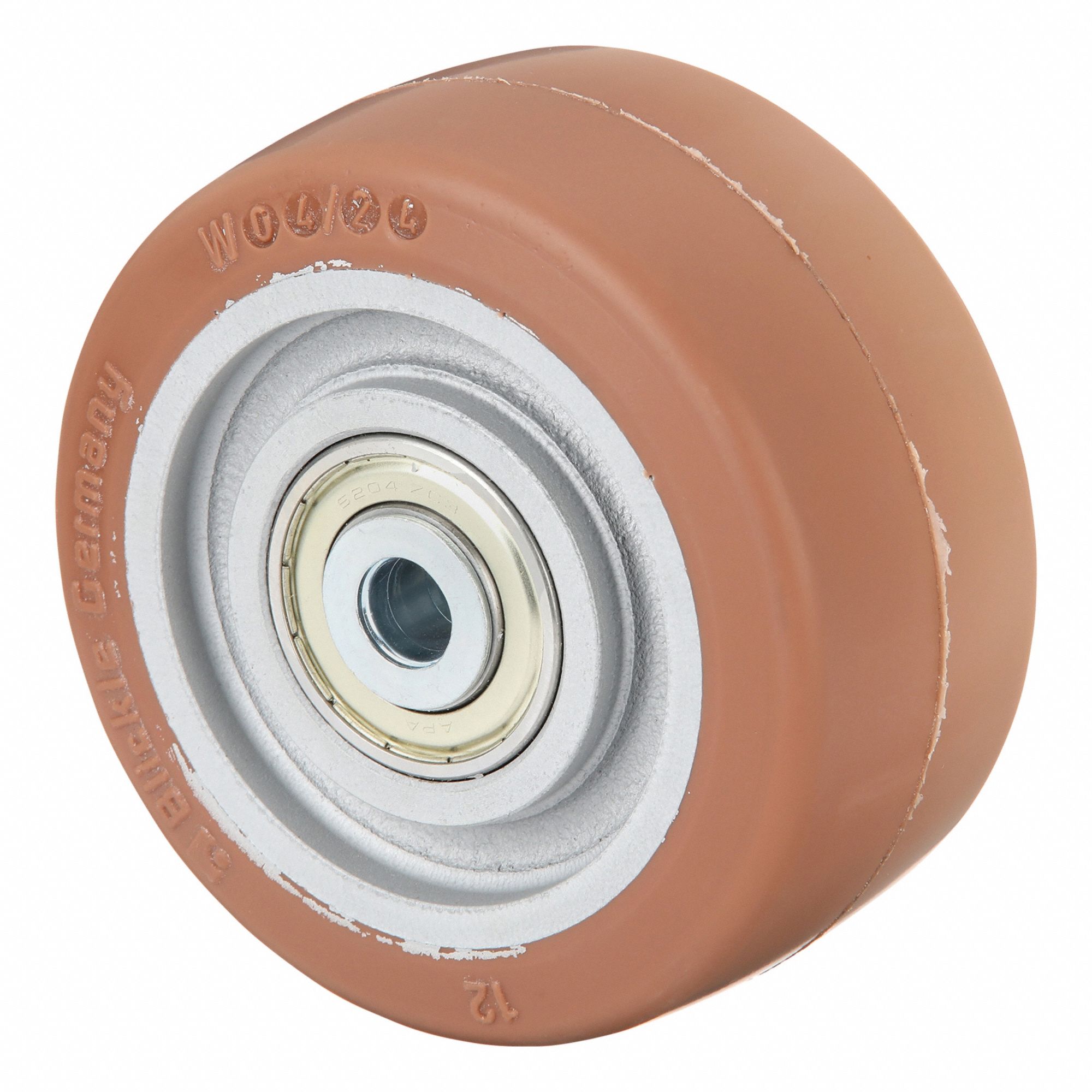 Caster Wheel: 4 7/8 in Wheel Dia., 2 3/8 in Wheel Wd, Polyurethane, Iron, Std, Tan
