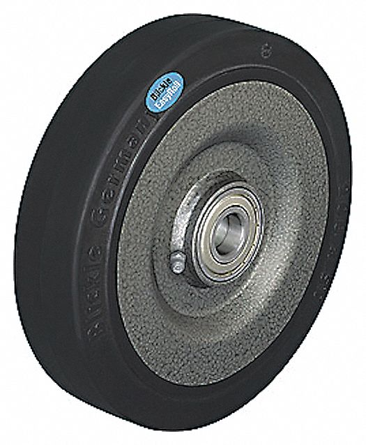 RUBBER TREAD ON STEEL CORE WHEEL, 6 5/16 IN WHEEL DIAMETER, 2 IN WHEEL W