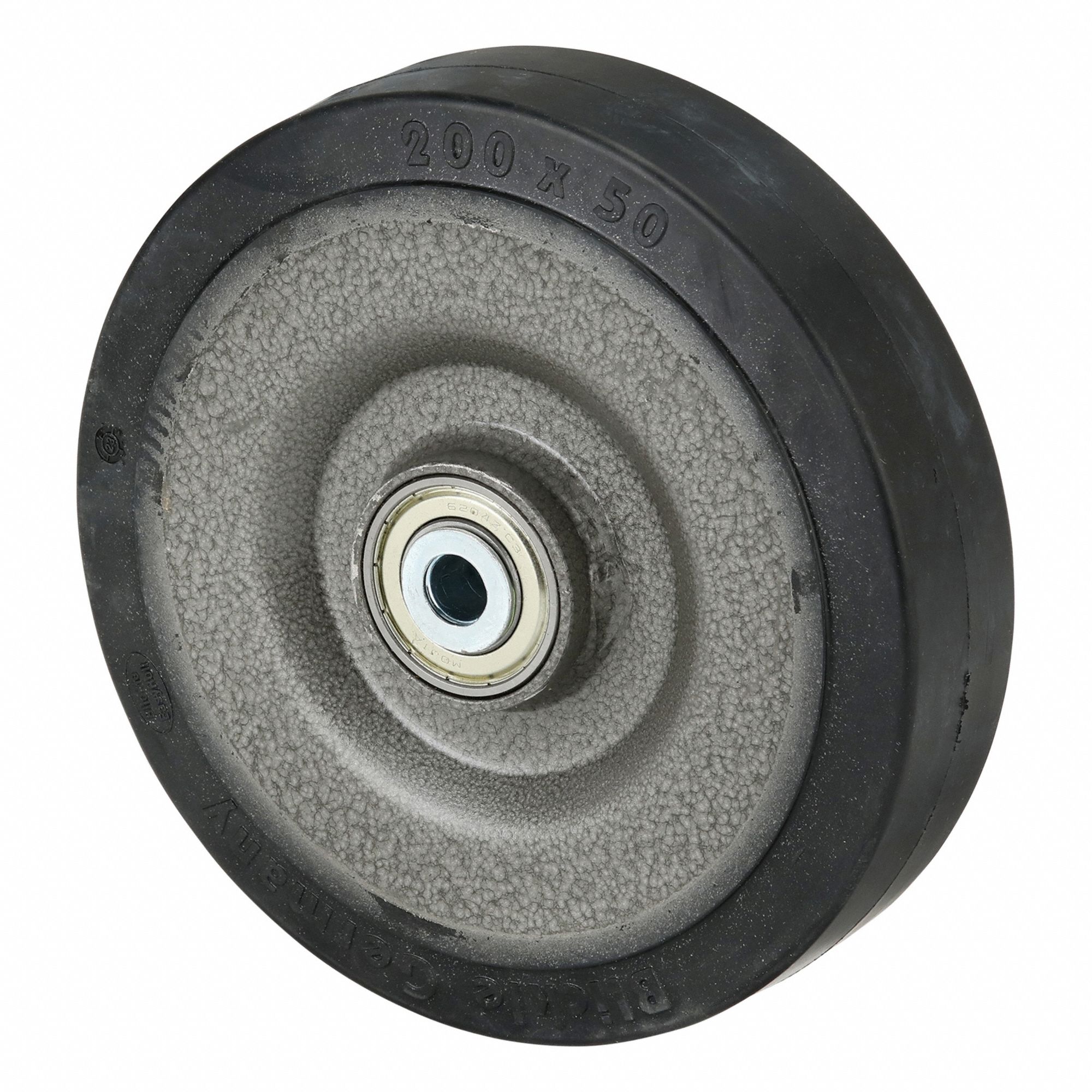 Caster Wheel: 7 7/8 in Wheel Dia., 2 in Wheel Wd, Rubber, 1, 320 lb Load Rating, Gray