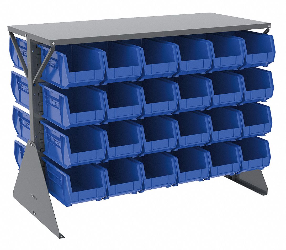Louvered Floor Rack,52-5/8x27x40 In,Blue