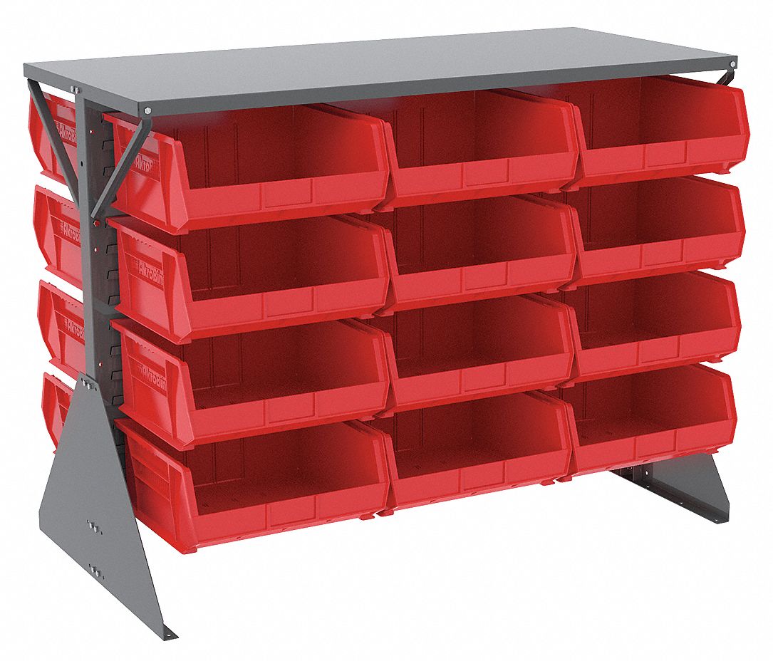 Louvered Floor Rack,52-5/8x27x40 In,Red