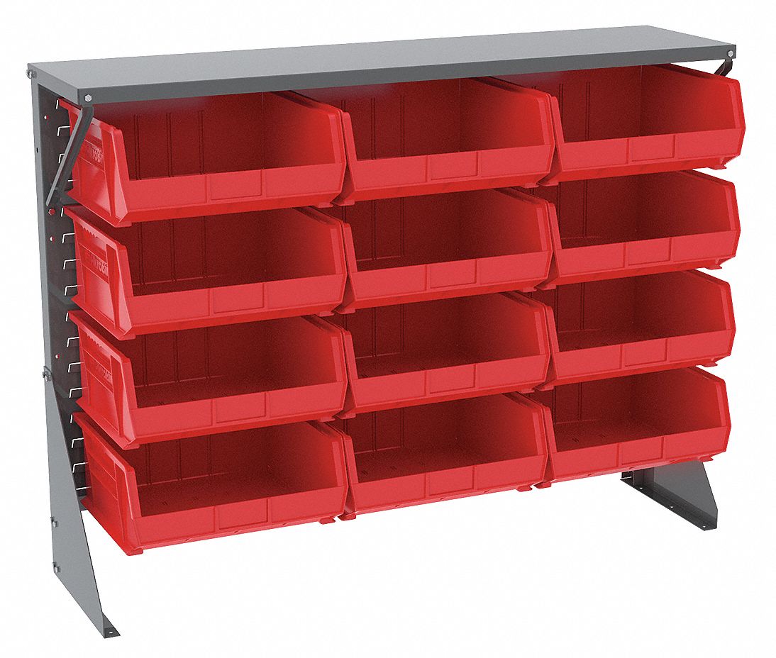 Louvered Floor Rack,52-5/8x13-1/2x40,Red