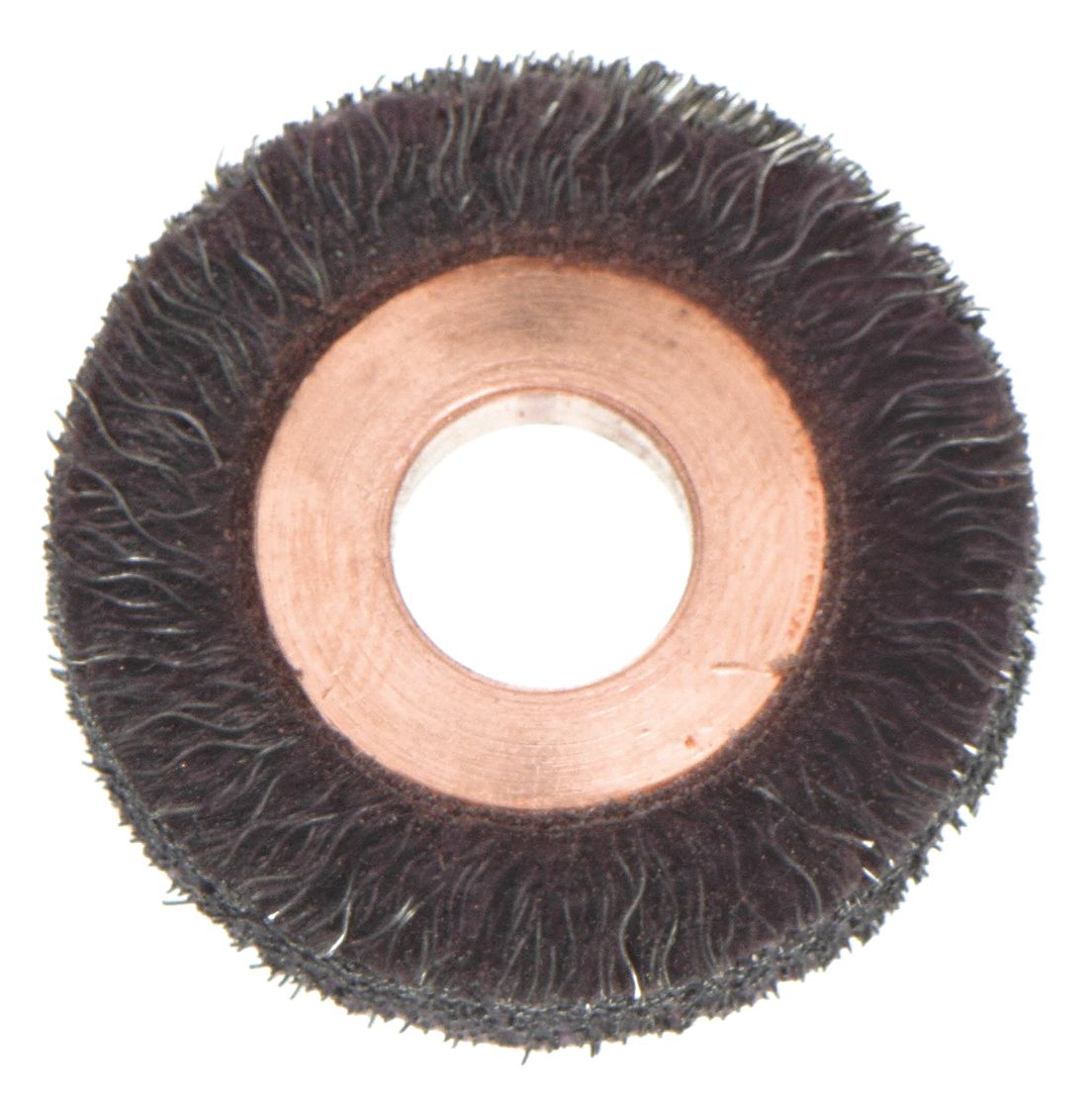 ENCAPSULATED WIRE WHEEL BRUSH, CRIMPED STEEL, 1¼ IN DIAMETER X 3/16 IN W, ⅜ IN ARBOUR, 0.008 IN FILL