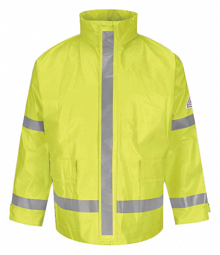 BULWARK HI-VIS RAIN JACKET, UNISEX, SIZE LARGE/CHEST 45 IN