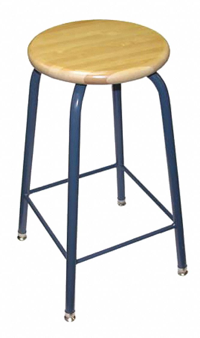 Round Stool: 26 in Overall Ht, 26 in min to 26 in max, No Backrest, Gray