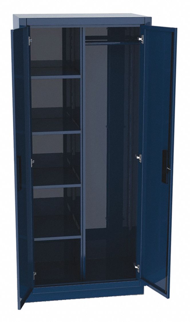 Storage Cabinet: 36 in x 24 in x 72 in, 4 Shelves, 16 ga Panel, Shelves