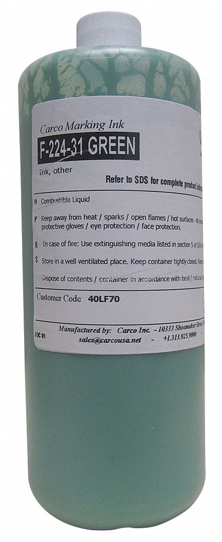 Marking Ink: High-Flash, Pigment Ink Type, 15 min, Green