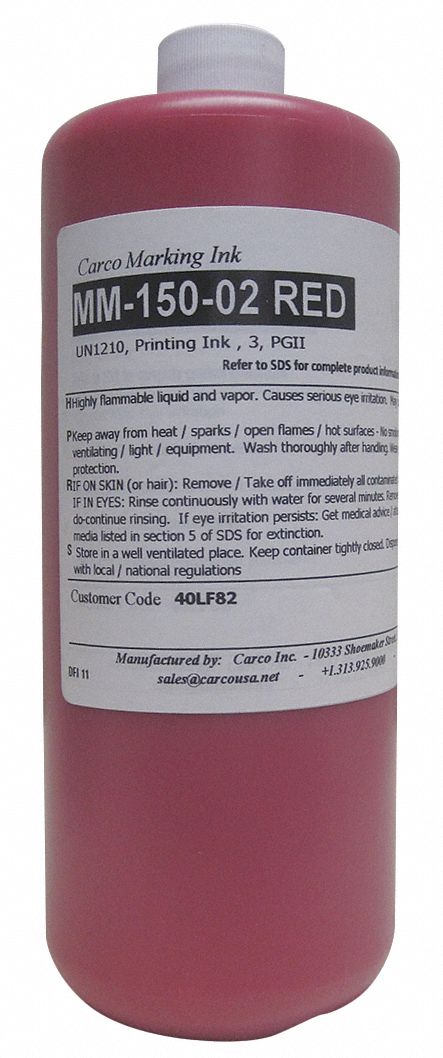 Marking Ink: Pigment Ink Type, 25 to 60 sec, Red