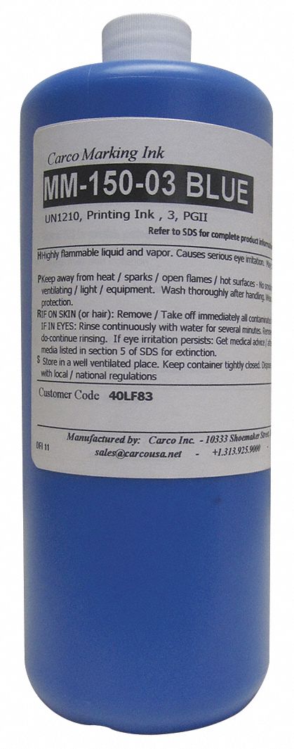 Marking Ink: Pigment Ink Type, 25 to 60 sec, Blue