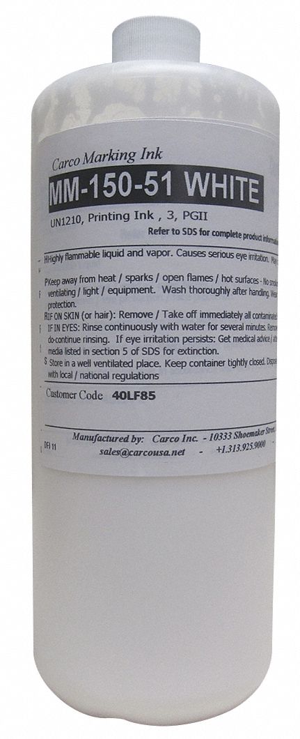 Marking Ink: Pigment Ink Type, 25 to 60 sec, White