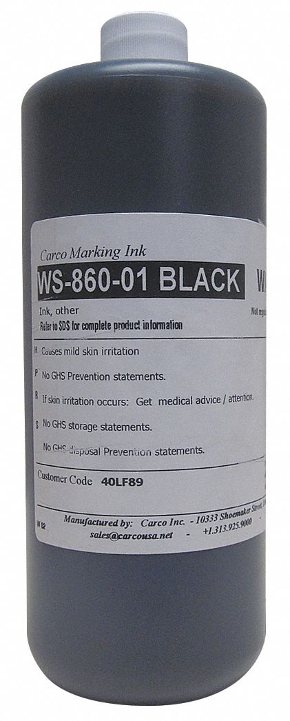 Marking Ink: Non-Settling, Dye Ink Type, 10 to 30 min, Black