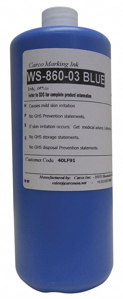 Marking Ink: Non-Settling, Dye Ink Type, 10 to 30 min, Blue