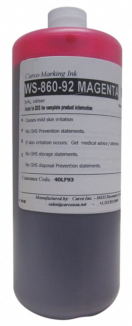 Marking Ink: Non-Settling, Dye Ink Type, 10 to 30 min, Pink