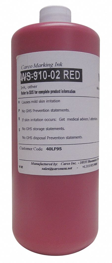 Marking Ink: Non-Haz, Pigment Ink Type, 10 to 30 min, Red