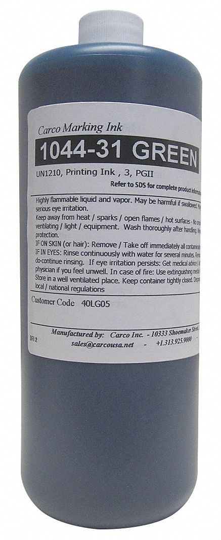 Marking Ink: Non-Settling, Dye Ink Type, 10 sec, Green