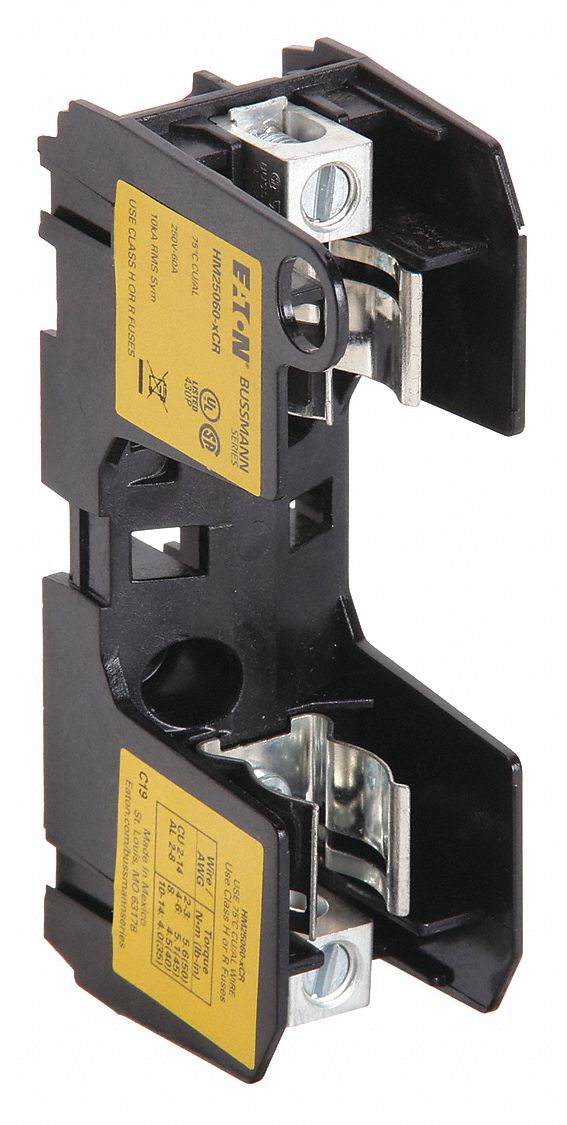 FUSE BLOCK, FITS INDUSTRIAL FUSE TYPE, 1 POLE, 31 TO 60 A, 250V AC/125V DC