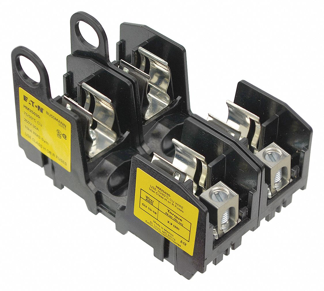 FUSE BLOCK, FITS INDUSTRIAL FUSE TYPE, 2 POLES, 0 TO 30 A, 250V AC/125V DC