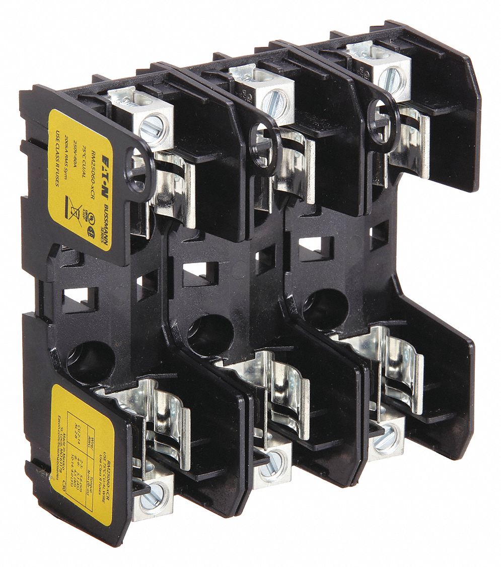 BUSSMANN, Fits Industrial Fuse Type, 3 Poles, Fuse Block 40LH19