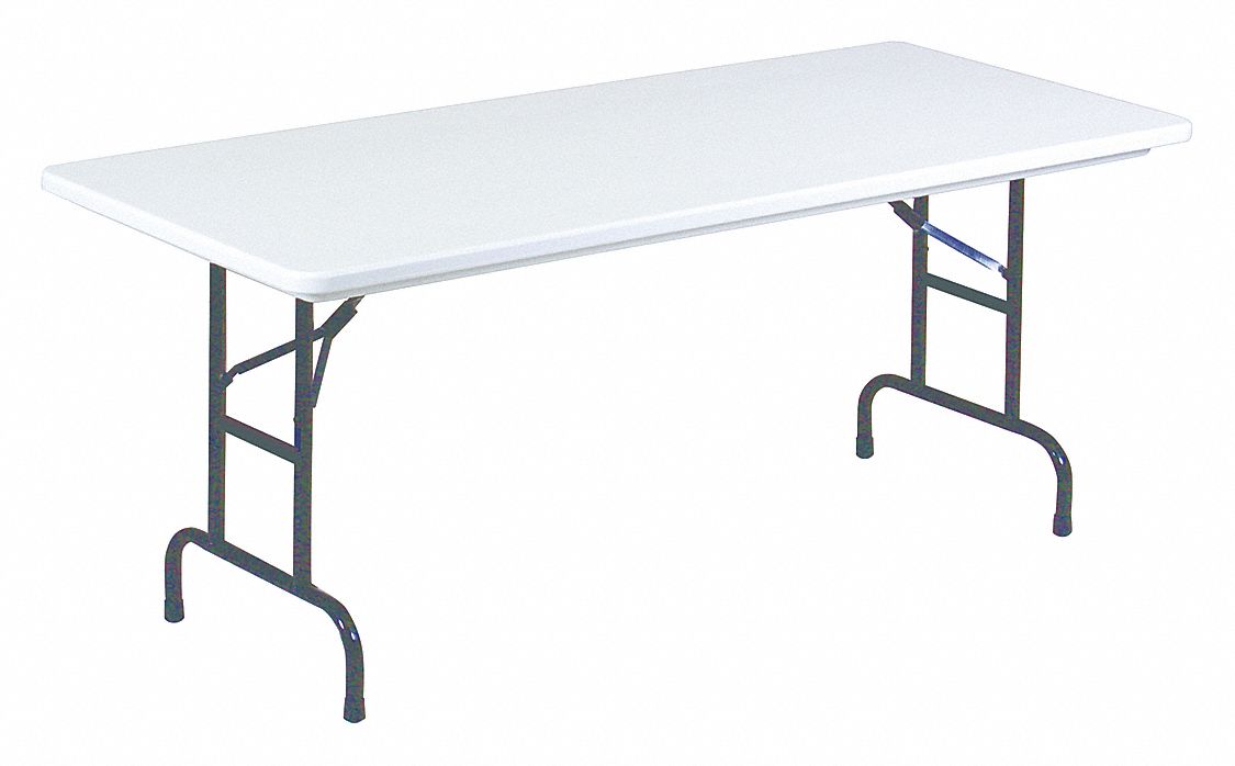 Rectangle Adjustable Folding Table, 22 in to 32 in Height x 24 in Width