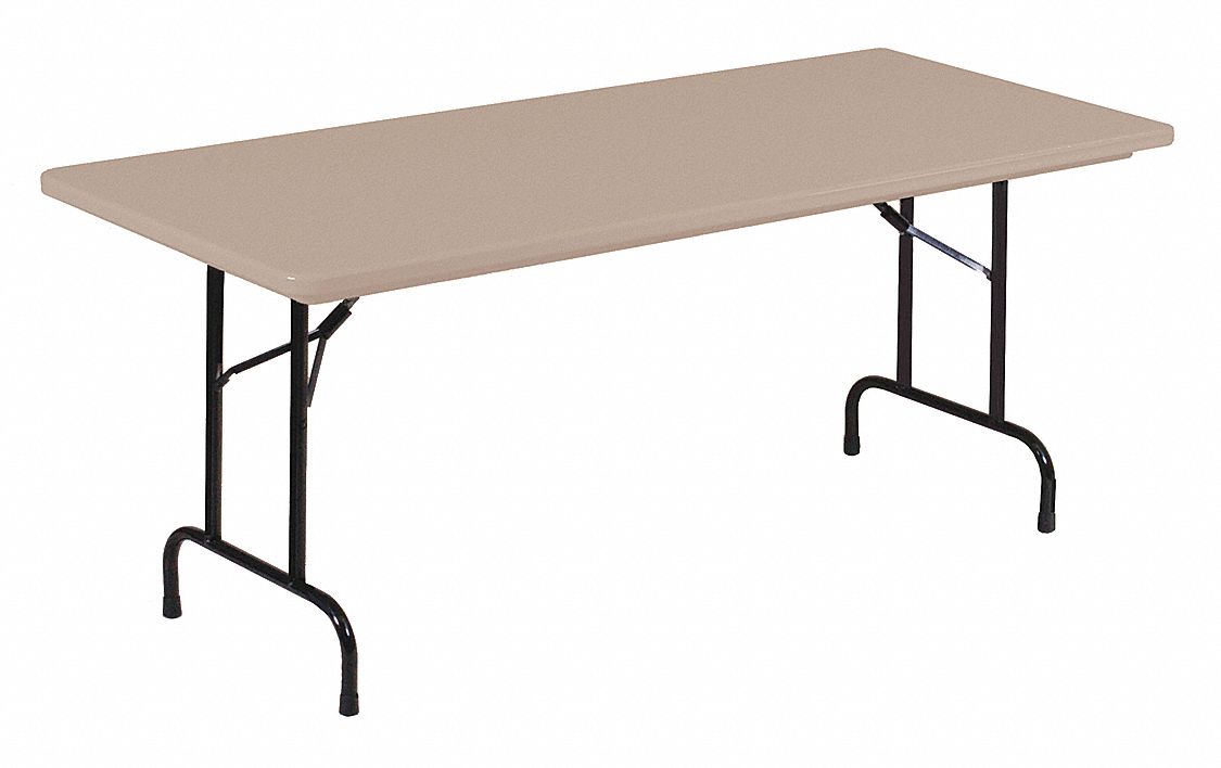 Rectangle Folding Table, 29 in Height x 30 in Width, Mocha Granite