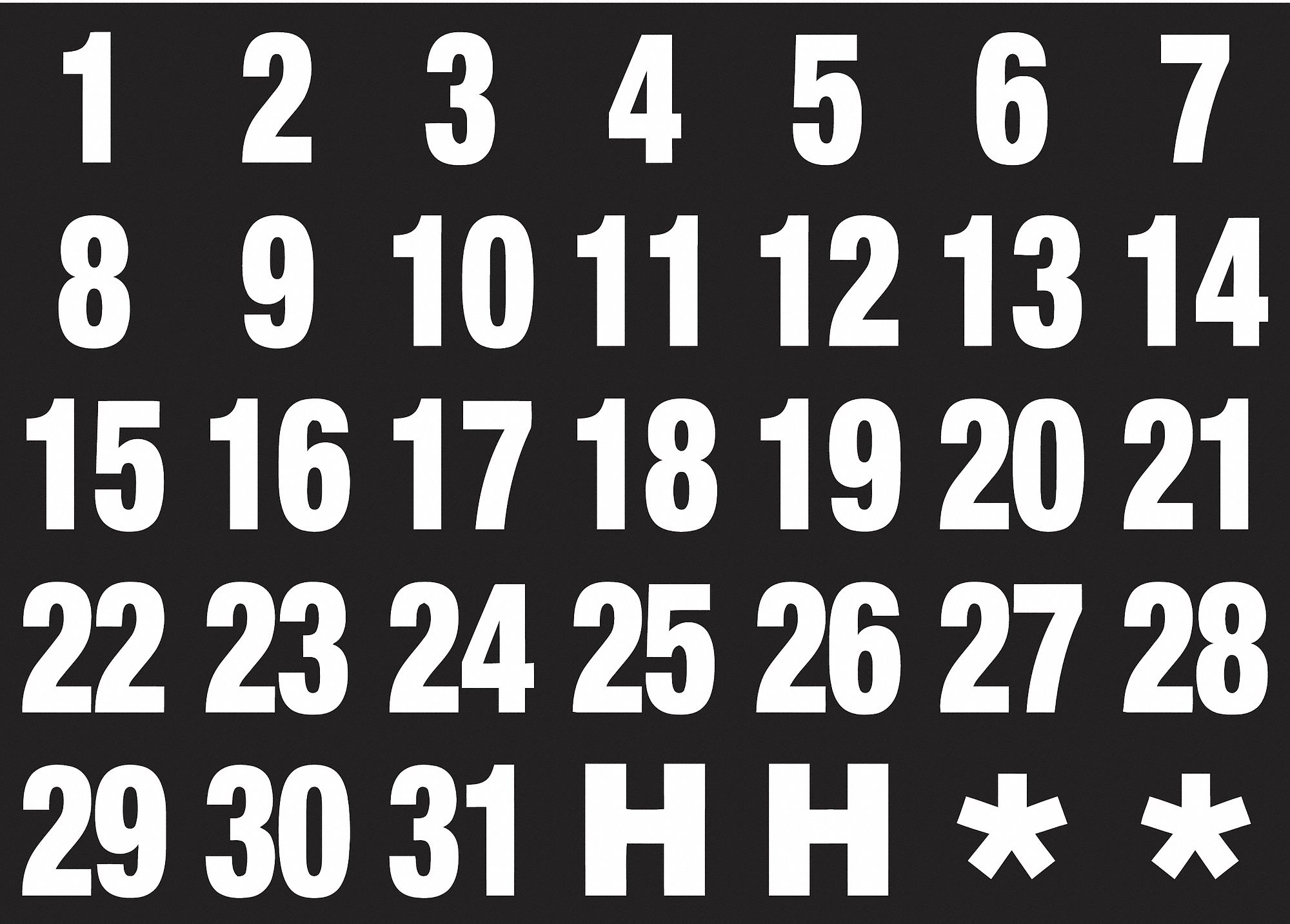 MAGNETIC HEADING NUMBERS,1 IN.W X 1 IN.H