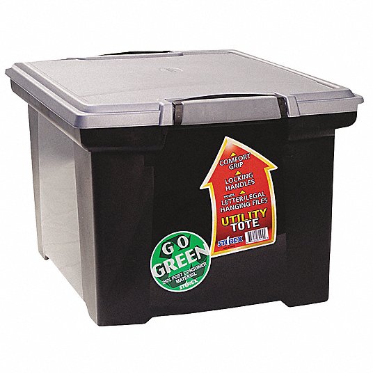 File Storage Box: Letter/Legal File Size, 11 3/8 in Ht, Lid, 18 1/2 in Wd, 14 1/4 in Dp